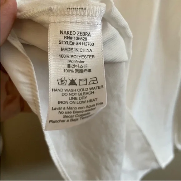 Naked Zebra White Silky High Neck Blouse & Billowy Sleeves – Size Small EUC - Picture 12 of 13